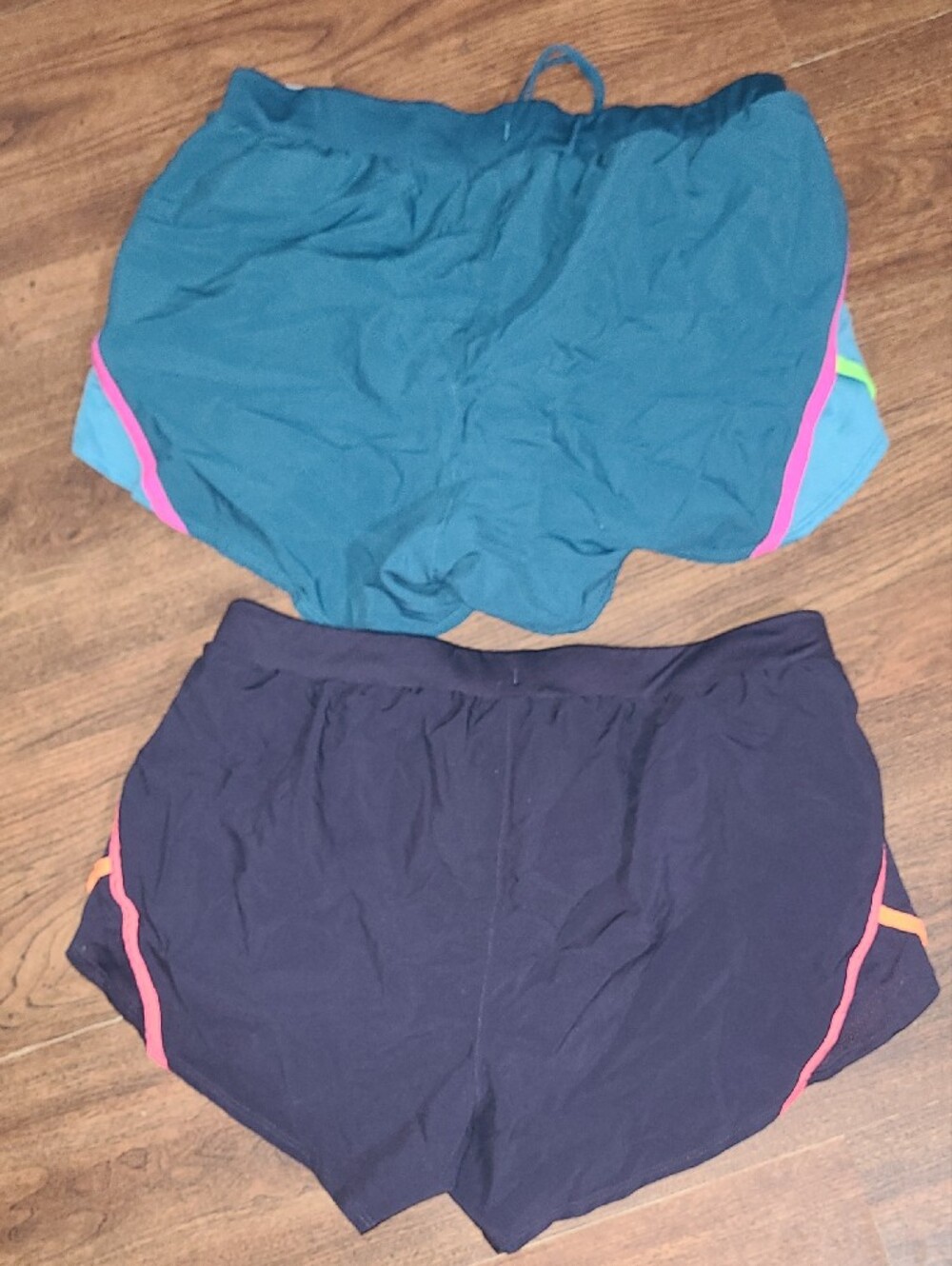 Under Armour Women's Two-Pair Athletic Shorts — Teal/ Purple with Neon Size M - Picture 4 of 5